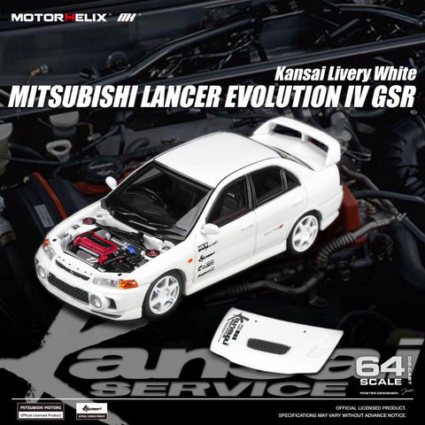 1/64 Motorhelix M64025 Mitsubishi Lancer Evolution 4 GSR Kansai Livery White