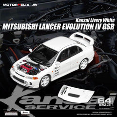1/64 Motorhelix M64025 Mitsubishi Lancer Evolution 4 GSR Kansai Livery White