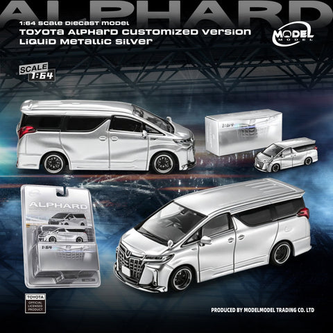 (Pre-Order) 1/64 Model Model MM64-ALPHARD-004 Toyota Alphard Customized Version Liquid Metallic Silver