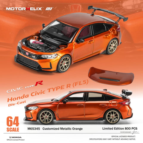 1/64 Motorhelix M65345 Honda Civic Type R (FL5) Customized Metallic Orange