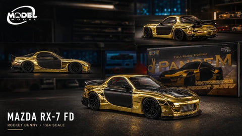 1/64 Model Model MM64-RX7FDR-HKTCS2026 Mazda RX7 FD Rocket Bunny Gold
