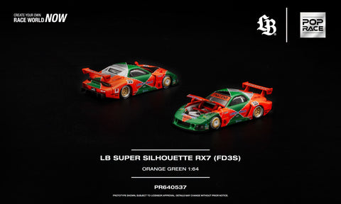 (Pre-Order) 1/64 Pop Race PR640537 LB Super Silhouette RX7 (FD3S) Orange Green
