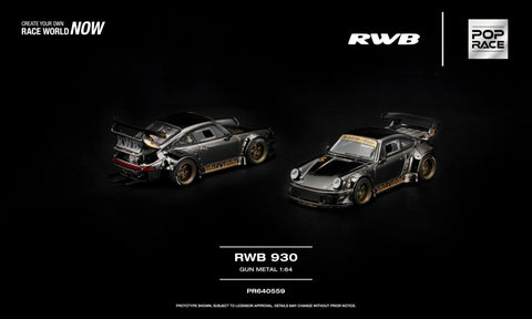 (Pre-Order) 1/64 Pop Race PR640559 RWB 930 Gun Metal