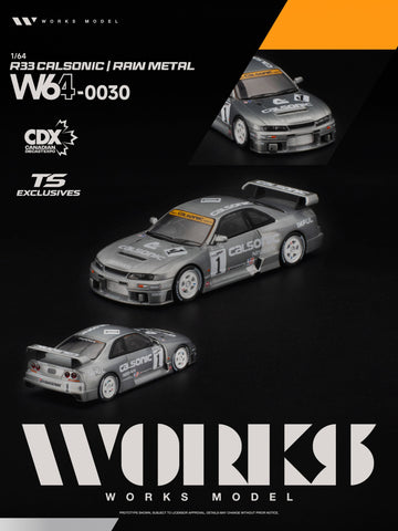 (Pre-Order) 1/64 Works Model W640030 R33 Calsonic Raw Metal