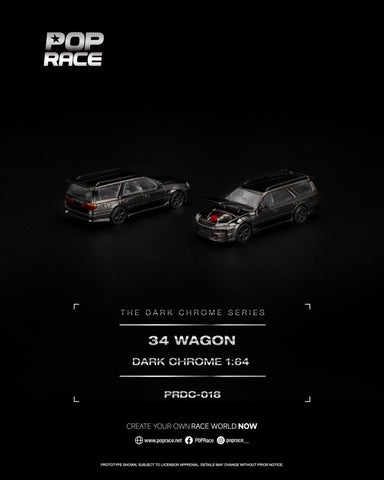 (Pre-Order) 1/64 Pop Race PRDC018 R34 Wagon Dark Chrome