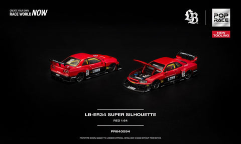 (Pre-Order) 1/64 Pop Race PR640594 LB-ER34 Super Silhouette Red