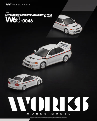 (Pre-Order) 1/64 Works Model W640046 Mitsubishi Lancer Evolution 6 TME White