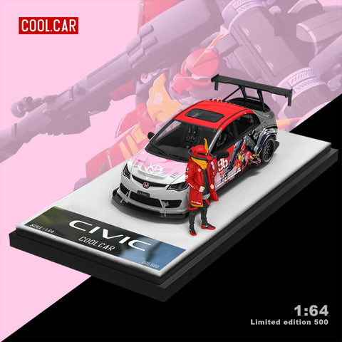 1/64 Cool Car CC645728-1 Honda Civic FD2 Mecha Red LHD w/ Figurine