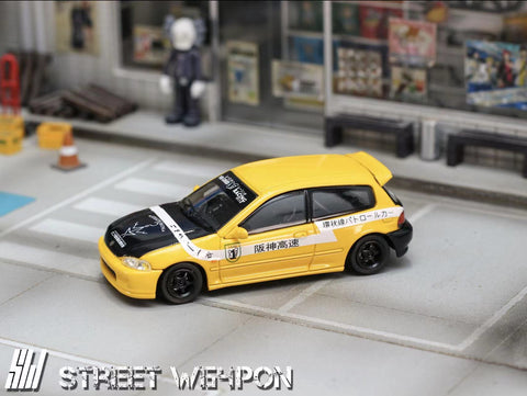 1/64 Street Weapon SWHCEG6YNGR Honda Civic EG6 Yellow No Good Racing