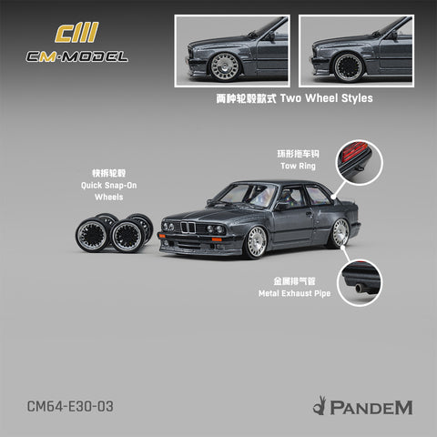 (Pre-Order) 1/64 CM Model CM64-E30-03 Pandem M3 E30 Metallic Gunmetal Gray