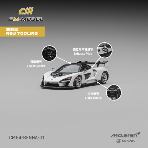 (Pre-Order) 1/64 CM Model CM64-SENNA-01 McLaren Senna Silica White
