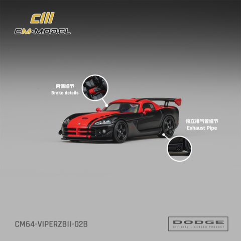 (Pre-Order) 1/64 CM Model CM64-VIPERZBII-02B Dodge Viper ACR ZB II Viper Black/ Red