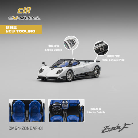 (Pre-Order) 1/64 CM Model CM64-ZONDAF-01 Pagani Zonda F Pearl White