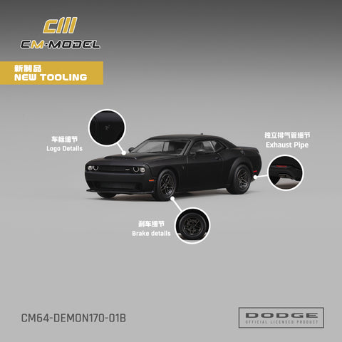(Pre-Order) 1/64 CM Model CM64-DEMON170-01B Dodge Demon 170 Matte Black