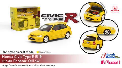 1/64 Model 1 C33301 Honda Civic Type R EK9 Phoenix Yellow