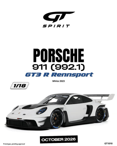 (Pre-Order) 1/18 GT Spirit GT1010 Porsche 911 (992.1) GT3 R Rennsport 2023 White