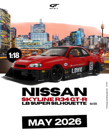 (Pre-Order) 1/18 GT Spirit GT570 Nissan Skyline R34 GT-R LB Super Silhouette 2020 Red