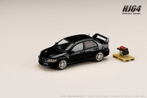 1/64 Hobby Japan HJ645054BK Mitsubishi Lancer Evolution 9 GSR Black w/ Engine Display Model