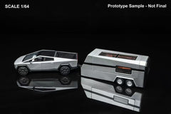 1/64 DM Model DMTCST Tesla Cybertruck Silver w/ Trailer