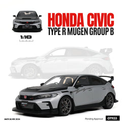 (Pre-Order) 1/18 OttOmobile OT1133 Honda Civic Type R Mugen Group B 2024 Mate Silver