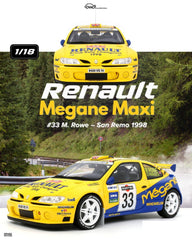 (Pre-Order) 1/18 OttOmobile OT1195 Renault Megane Maxi San Remo 1998 #33 M. Rowe
