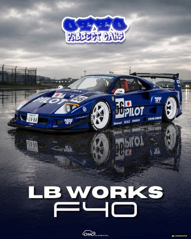 (Pre-Order) 1/18 OttOmobile OT1408 LB-Works F40 2024 Metallic Blue