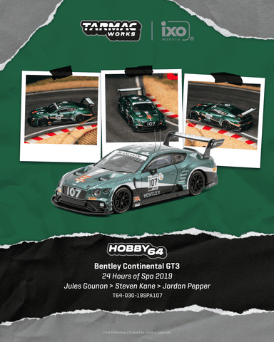 (Pre-Order) 1/64 Tarmac T64-030-19SPA107 Bentley Continental GT3 24 Hours of Spa 2019 Jules Gounon/ Steven Kane/ Jordan Pepper