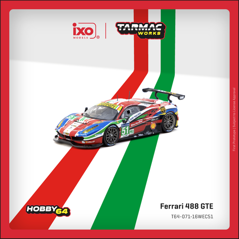 (Pre-Order) 1/64 Tarmac T64-071-16WEC51 Ferrari 488 GTE 24h of Le Mans 2016 G. Bruni/ J. Calado/ A. Pier Guidi