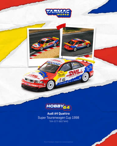 (Pre-Order) 1/64 Tarmac T64-077-98STW45 Audi A4 Quattro Super Tourenwagen Cup 1998 Frank Biela