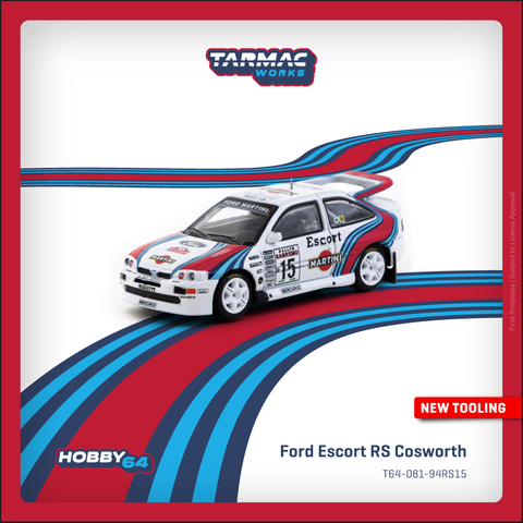(Pre-Order) 1/64 Tarmac T64-081-94RS15 Ford Escort RS Cosworth WRC Rallye Sanremo 1994 Malcolm Wilson/  Bryan Thomas