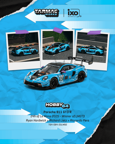 (Pre-Order) 1/64 Tarmac T64-084-25LM92 Porsche 911 GT3 R 24h of Le Mans 2025 - Winner of LMGT3 Ryan Hardwick/ Richard Lietz/ Riccardo Pera