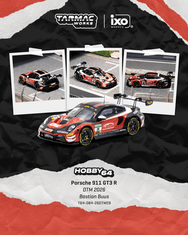 (Pre-Order) 1/64 Tarmac T64-084-26DTM29 Porsche 911 GT3 R DTM 2026 Bastian Buus