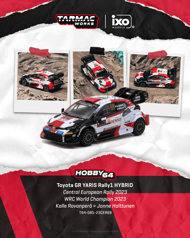(Pre-Order) 1/64 Tarmac T64-085-23CER69 Toyota GR Yaris Rally1 Hybrid Central European Rally 2023 WRC World Champion 2023 Kalle Rovanperä/ Jonne Halttunen