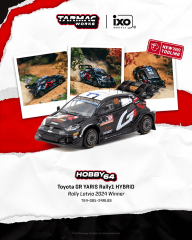 (Pre-Order) 1/64 Tarmac T64-085-24RL69 Toyota GR Yaris Rally1 Hybrid Rally Latvia 2024 Winner Kalle Rovanperä/ Jonne Halttunen