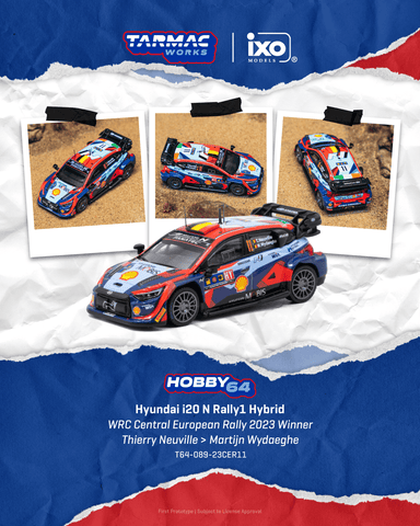 (Pre-Order) 1/64 Tarmac T64-089-23CER11 Hyundai i20 N Rally1 Hybrid WRC Central European Rally 2023 Winner Thierry Neuville/ Martijn Wydaeghe