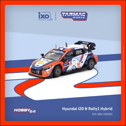 (Pre-Order) 1/64 Tarmac T64-089-24RS04 Hyundai i20 N Rally1 Hybrid Rally Sweden 2024 Winner Esapekka Lappi/ Janne Ferm
