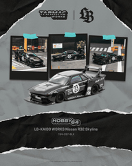(Pre-Order) 1/64 Tarmac T64-097-BLK LB-Kaido Works Nissan R32 Skyline Black