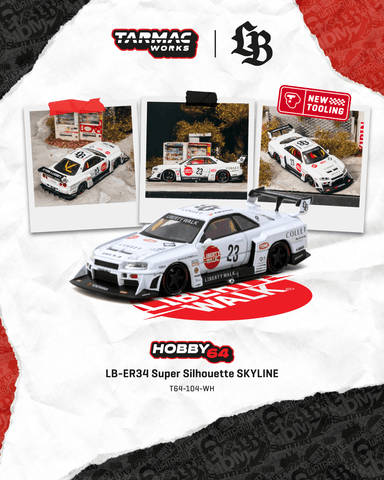(Pre-Order) 1/64 Tarmac T64-104-WH LB-ER34 Super Silhouette Skyline White