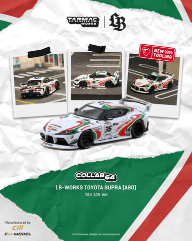 (Pre-Order) 1/64 Tarmac T64-109-WH LB-Works Toyota Supra (A90) White
