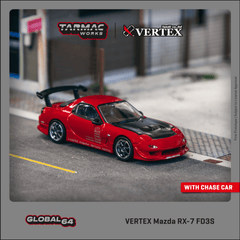 (Pre-Order) 1/64 Tarmac T64G-022-RE Vertex Mazda RX-7 FD3S Red