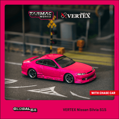 (Pre-Order) 1/64 Tarmac T64G-023-PI Vertex Nissan Silvia (S15) Pink Metallic