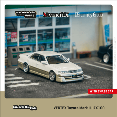 (Pre-Order) 1/64 Tarmac T64G-024-WH Vertex Toyota Mark II JZX100 White Metallic