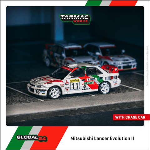 (Pre-Order) 1/64 Tarmac T64G-049-95MCR11 Mitsubishi Lancer Evolution II Rallye Monte-Carlo 1995 T. Mäkinen/ S. Harjanne