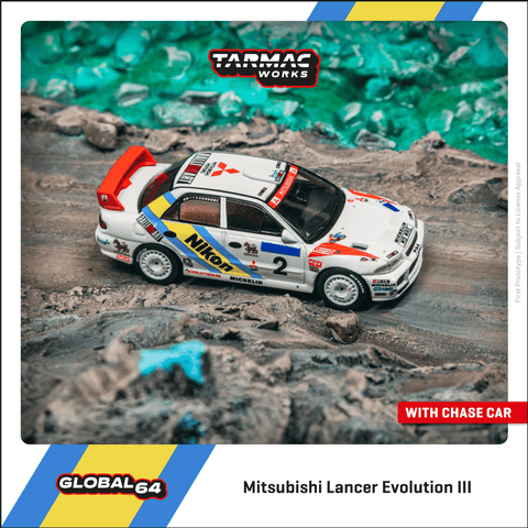 (Pre-Order) 1/64 Tarmac T64G-050-95HKBR02 Mitsubishi Lancer Evolution III Hong Kong-Beijing Rally 1995 Winner K. Eriksson/ S. Parmander