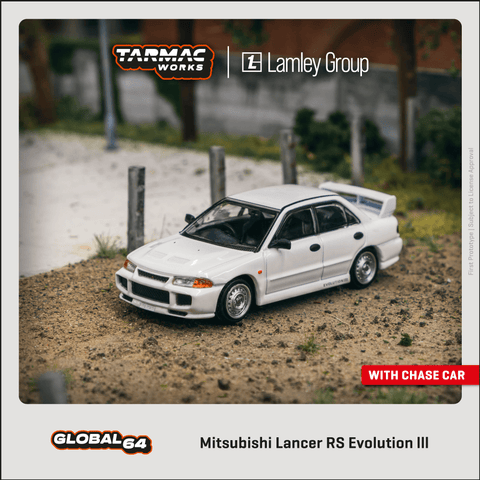 (Pre-Order) 1/64 Tarmac T64G-050-RS Mitsubishi Lancer RS Evolution III White