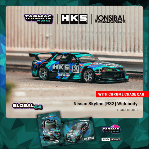 (Pre-Order) 1/64 Tarmac T64G-061-HKS Nissan Skyline (R32) Widebody HKS
