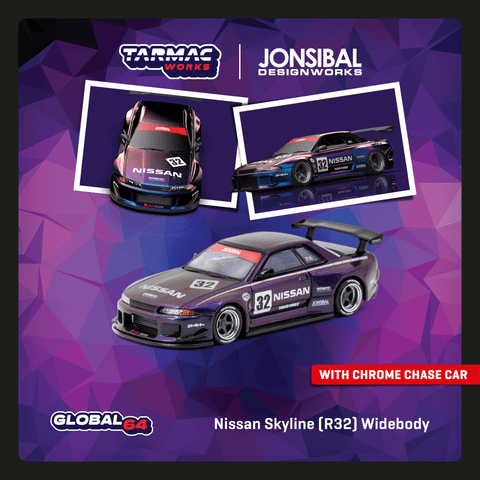 (Pre-Order) 1/64 Tarmac T64G-061-MP Nissan Skyline (R32) Widebody Midnight Purple