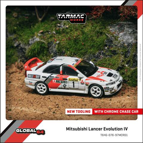 (Pre-Order) 1/64 Tarmac T64G-076-97MCR01 Mitsubishi Lancer Evolution IV Rallye Monte-Carlo 1997 Tommi Mäkinen/ Seppo Harjanne