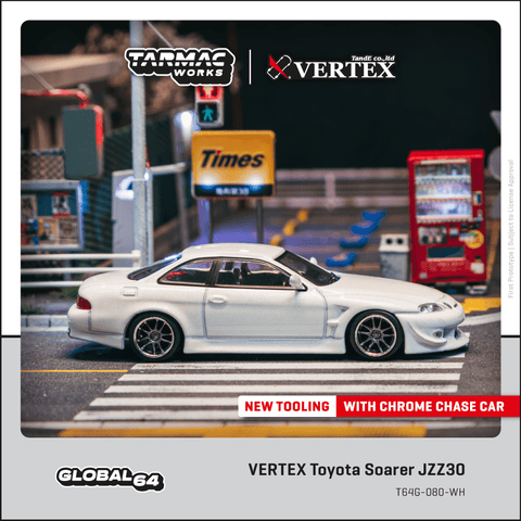 (Pre-Order) 1/64 Tarmac T64G-080-WH Vertex Toyota Soarer JZZ30 White