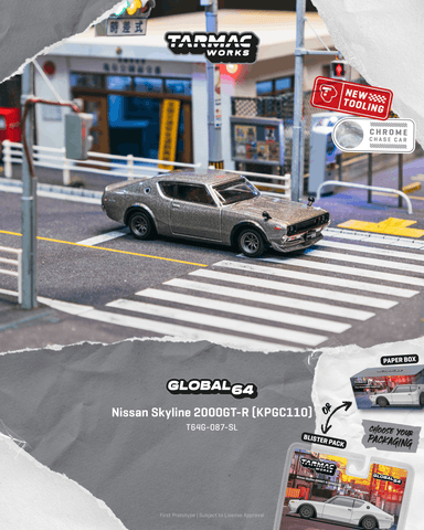 (Pre-Order) 1/64 Tarmac T64G-087-SL Nissan Skyline 2000GT-R (KPGC110) Silver